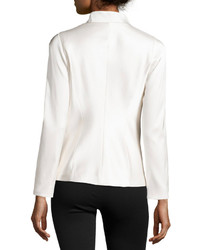 Armani Collezioni Tuxedo Style Silk Satin Jacket White