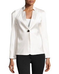 Armani Collezioni Tuxedo Style Silk Satin Jacket White