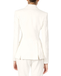 Altuzarra Two Button Fitted Jacket Wfringe Detail Natural White
