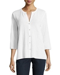 Eileen Fisher 34 Sleeve Stretch Cotton Voile Box Top Plus Size
