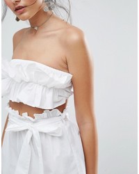 Asos Beach Co Ord Bandeau Top With Ruched Frill Detail