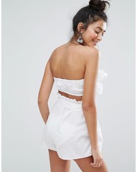 Asos Beach Co Ord Bandeau Top With Ruched Frill Detail