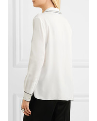 Moschino Boutique Pussy Bow Crepe De Chine Blouse White