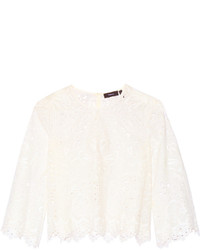 Theory Brizabela Broderie Anglaise Linen And Cotton Blend Top White