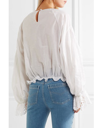 Chloé Broderie Anglaise Cotton Blouse White