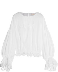 Chloé Broderie Anglaise Cotton Blouse White
