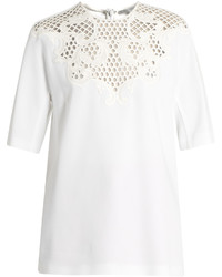 Stella McCartney Broderie Anglaise Panel Crepe Top