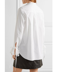 Chloé Broderie Anglaise Trimmed Cotton Poplin Blouse White