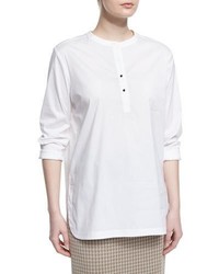 Misook Collection Button Placket Long Sleeve Blouse White