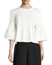 See by Chloe Crewneck Bell Sleeve Cotton Top