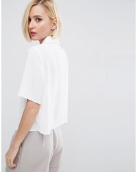 Asos Crop Blouse With Short Sleeves