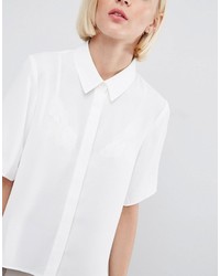 Asos Crop Blouse With Short Sleeves
