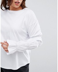 Asos Curve Curve Top With Double Puff Sleeve Detail