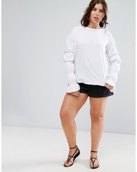 Asos Curve Curve Top With Double Puff Sleeve Detail