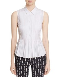 Theory Dionelle B Sartorial Sleeveless Pintuck Pleat Cotton Blouse