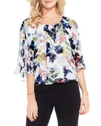 Vince Camuto Garden Expressions Batwing Crepe Top