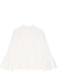 Ulla Johnson Grace Broderie Anglaise Cotton And Linen Blend Blouse White