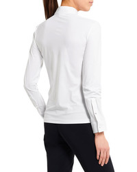 Cavalleria Toscana Isabell Stretch Jersey And Cotton Blend Top White