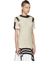 Loewe Ivory Leather Trimmed Top