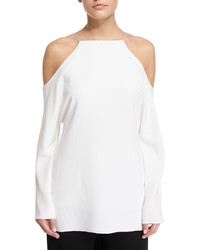 The Row Krauss Long Sleeve Cold Shoulder Top Ivory