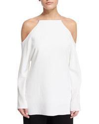 The Row Krauss Long Sleeve Cold Shoulder Top Ivory