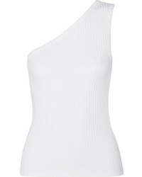 Jacquemus Le Marcel One Shoulder Ribbed Cotton Jersey Top White