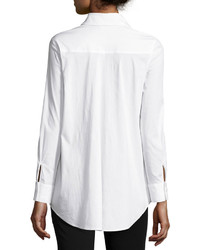 Neiman Marcus Long Sleeve Swing Back Blouse White