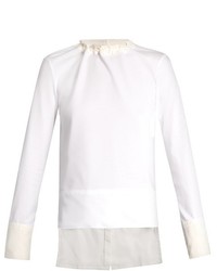 Marni Long Sleeved Cotton Poplin And Jersey Top