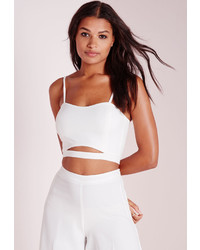 Missguided Crepe Cut Out Bralette Top White