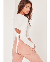 Missguided Open Tie Back Top White