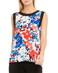 Vince Camuto Nautical Blooms Contrast Trim Top