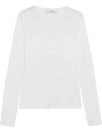 Tibi Paneled Cotton Jersey Top White