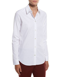 The Row Peter Classic Button Front Blouse White