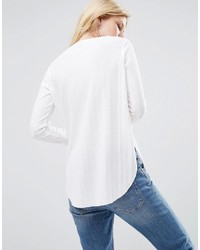 Asos Petite Petite Long Sleeve Top With Side Splits And Curve Hem