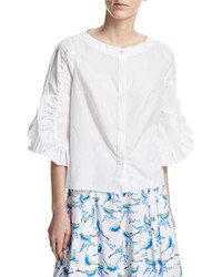 Peter Pilotto Picot Trim Poplin Blouse White