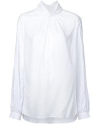 Muveil Pinch Pleat Funnel Collar Blouse