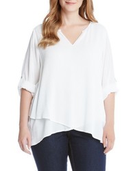 Karen Kane Plus Size Asymmetrical Wrap Front Top