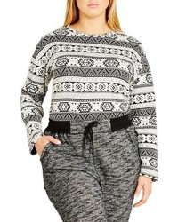 City Chic Plus Size Cabin Fever Jacquard Top