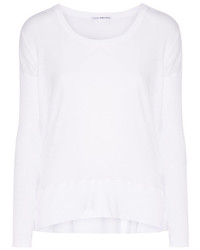 James Perse Ribbed Paneled Cotton Jersey Top White