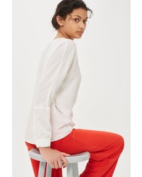 Topshop Ruched Front Long Sleeve Top