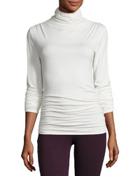 Max Studio Ruched Seam Jersey Top Ivory