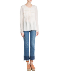 See by Chloe See By Chlo Cotton Peasant Top With Pleating