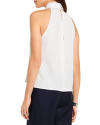 Pallas Sharon Twill Trimmed Crepe Top White