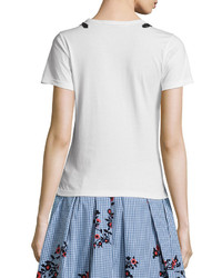 Marc Jacobs Short Sleeve Sequined Bow Top White