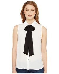 CeCe Sleeveless Collared Blouse W Bowtie Blouse