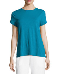 Eileen Fisher Slubby Organic Cotton Short Sleeve Top Plus Size