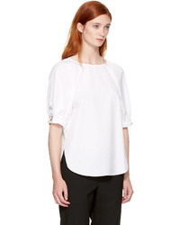 3.1 Phillip Lim White Pearl Chain Gathered Blouse