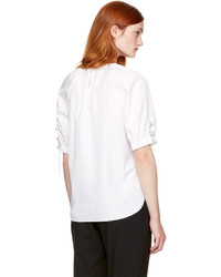 3.1 Phillip Lim White Pearl Chain Gathered Blouse