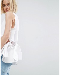 Asos White White Shell Top With Knot Detail