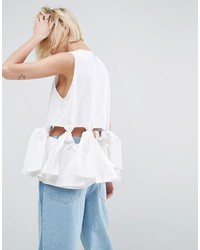 Asos White White Shell Top With Knot Detail